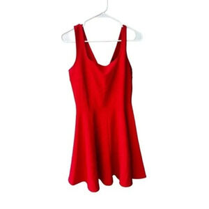 Lulus Womens Stretch Square Neck Sleeveless Fit‎ & Flare Dress Red Medium